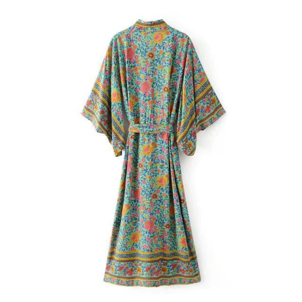Bohemian Printed Fringe Tie Long Cardigan Wrap